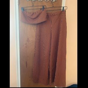 Orange & Black Two Piece Wide Leg & Bandeau Top